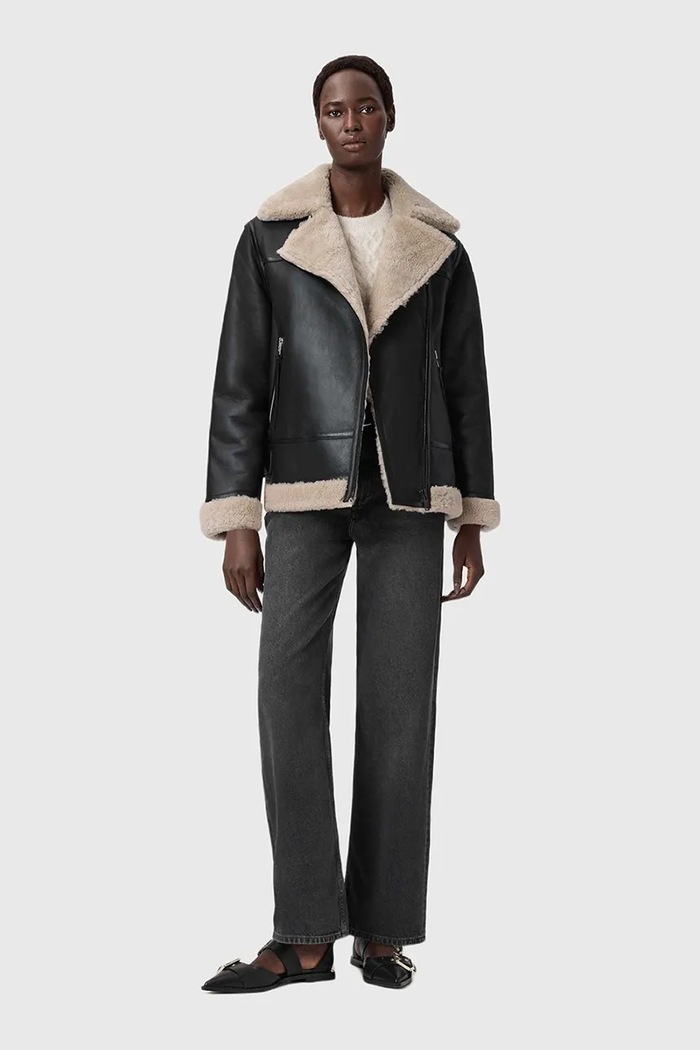 AllSaints kurtka skórzana SOLA czarny W120LB