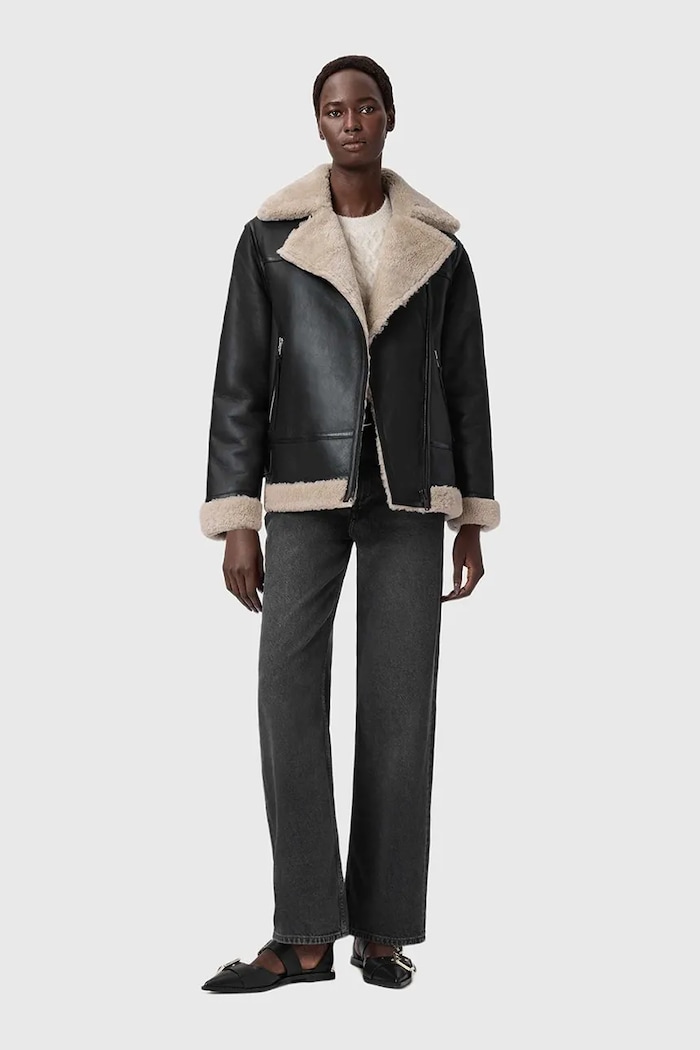 AllSaints kurtka skórzana SOLA czarny W120LB