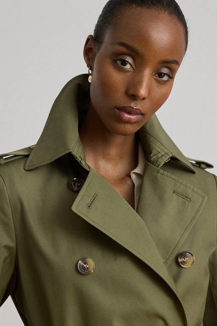 Lauren Ralph Lauren płaszcz damski z bawełną zielony 297967126