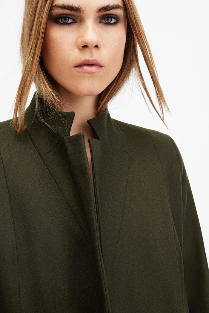 Vlněný kabát AllSaints SONNIE W082OB zelená SS25