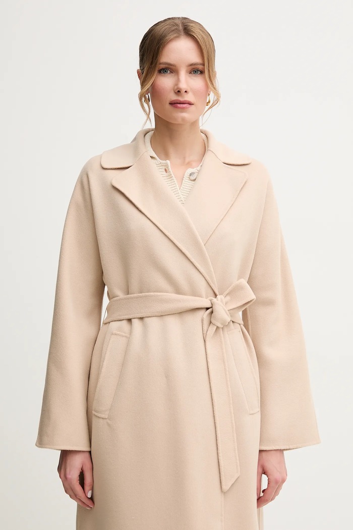 Vlněný kabát Weekend Max Mara Weekend Max Mara 2515011011600 béžová
