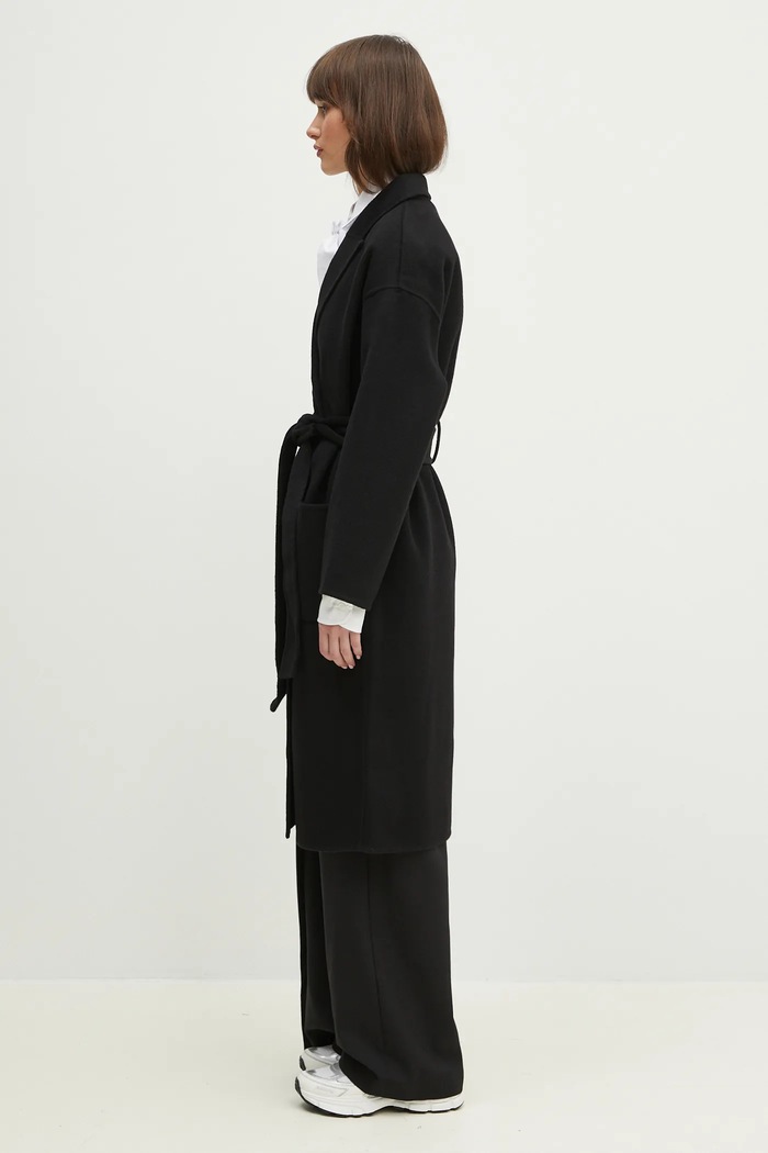Anine Bing płaszcz wełniany Dylan Coat A.01.4001 czarny AA00