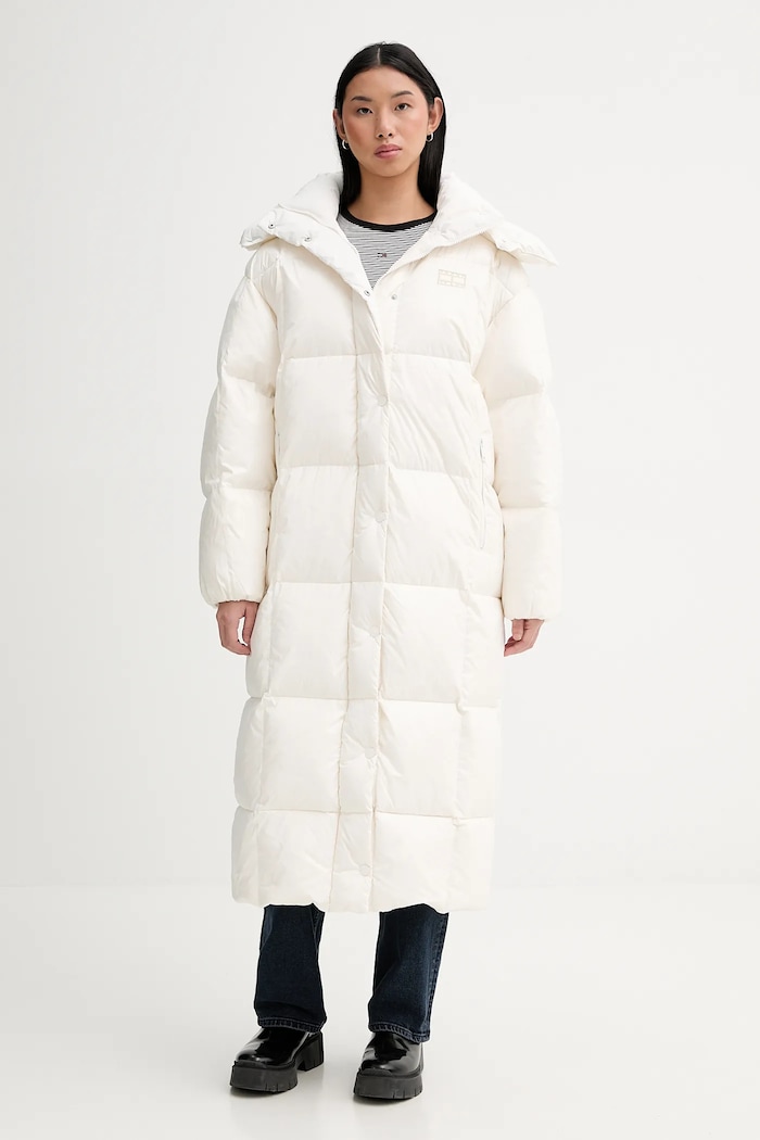 Páperová bunda Tommy Jeans oversize béžová DW0DW21615