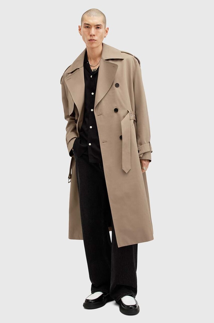 AllSaints trencz bawełniany SPENCER nieocieplane beżowy M009OZ