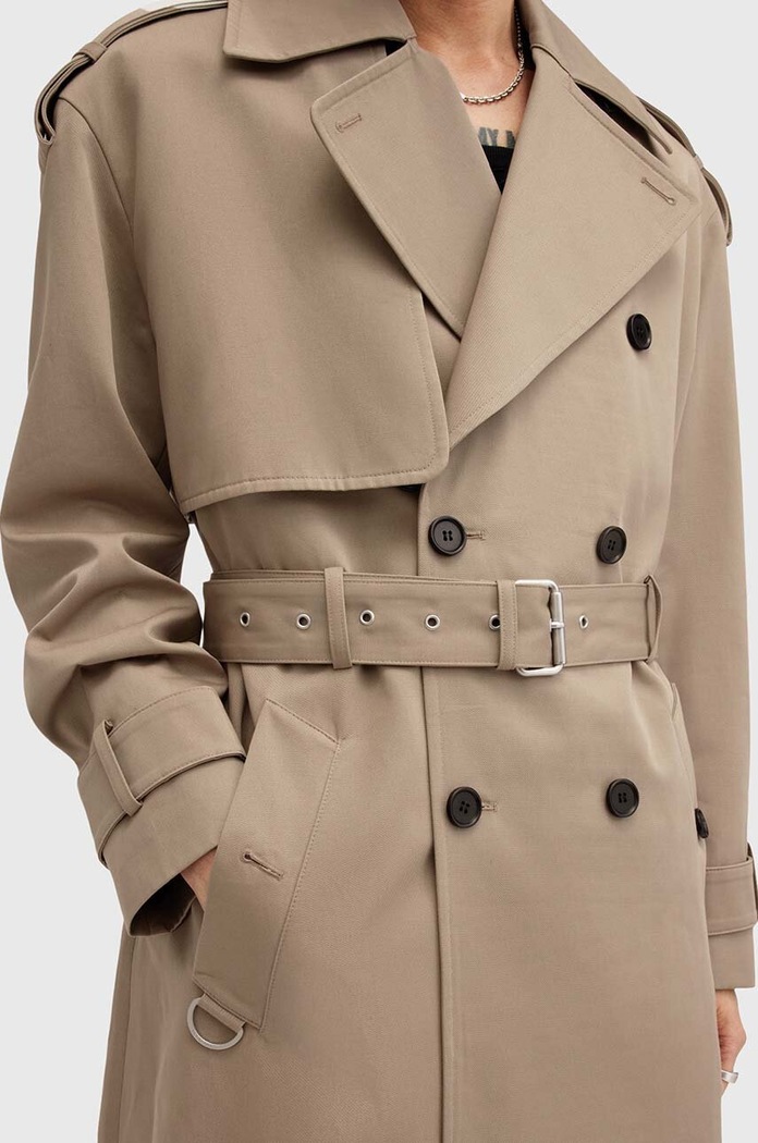 Odzież AllSaints trencz bawełniany SPENCER M009OZ beżowy