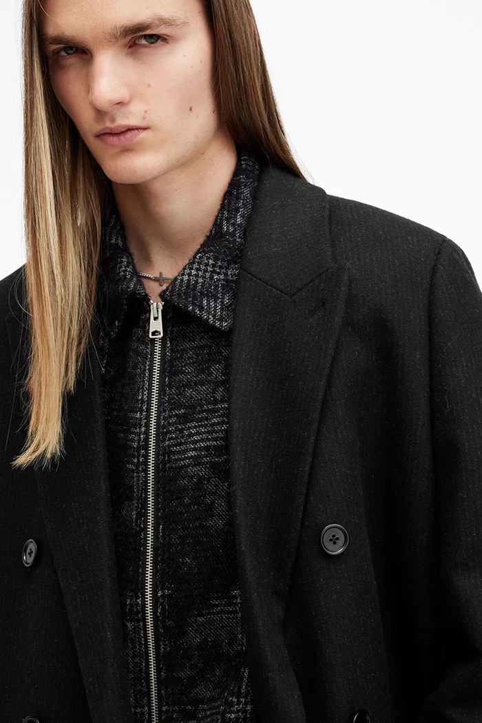 Oblečení Vlněný kabát AllSaints ARCADE M014OB černá