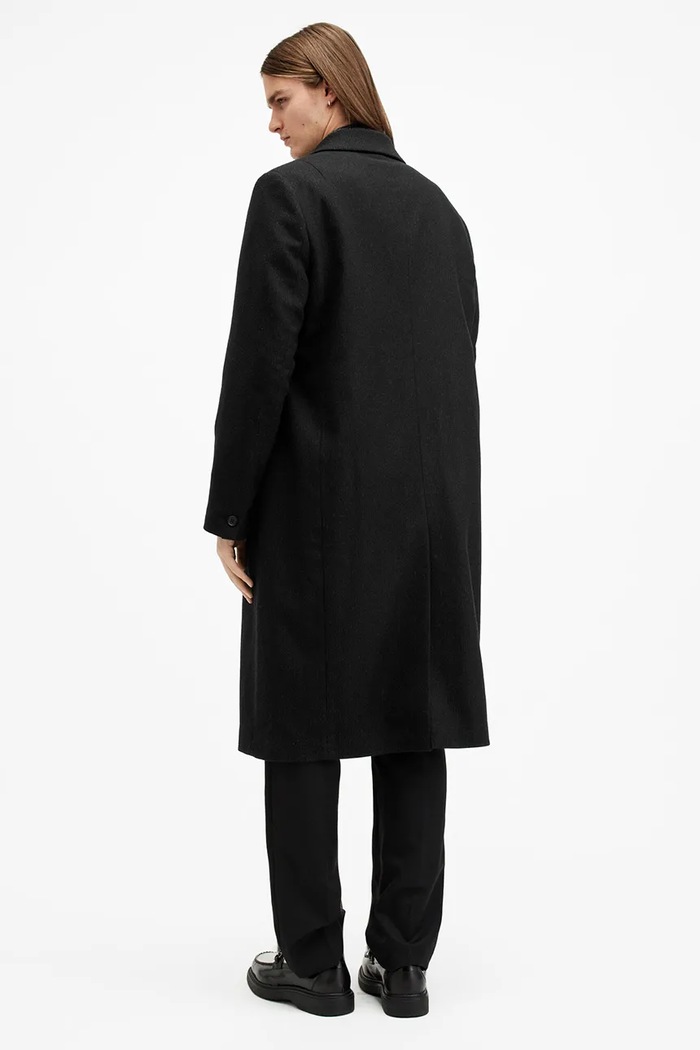 Vlněný kabát AllSaints ARCADE M014OB černá