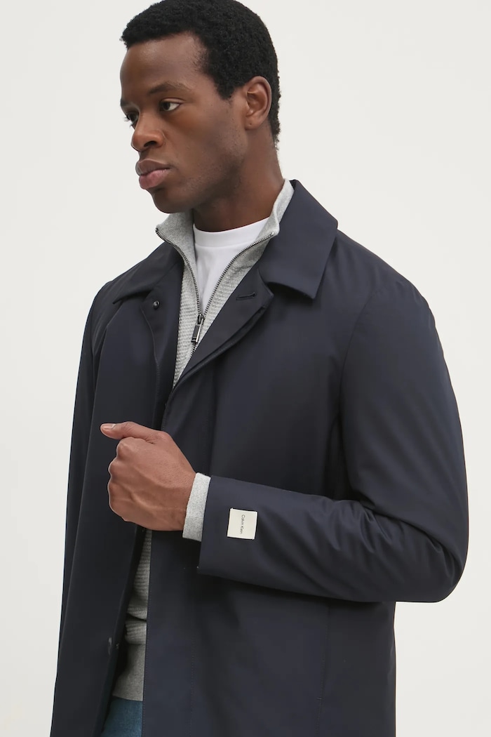 Vlněný kabát Calvin Klein námořnická modř K10K113956