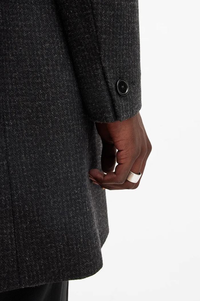 AllSaints kabát gyapjú keverékből WIXX fekete M064OB