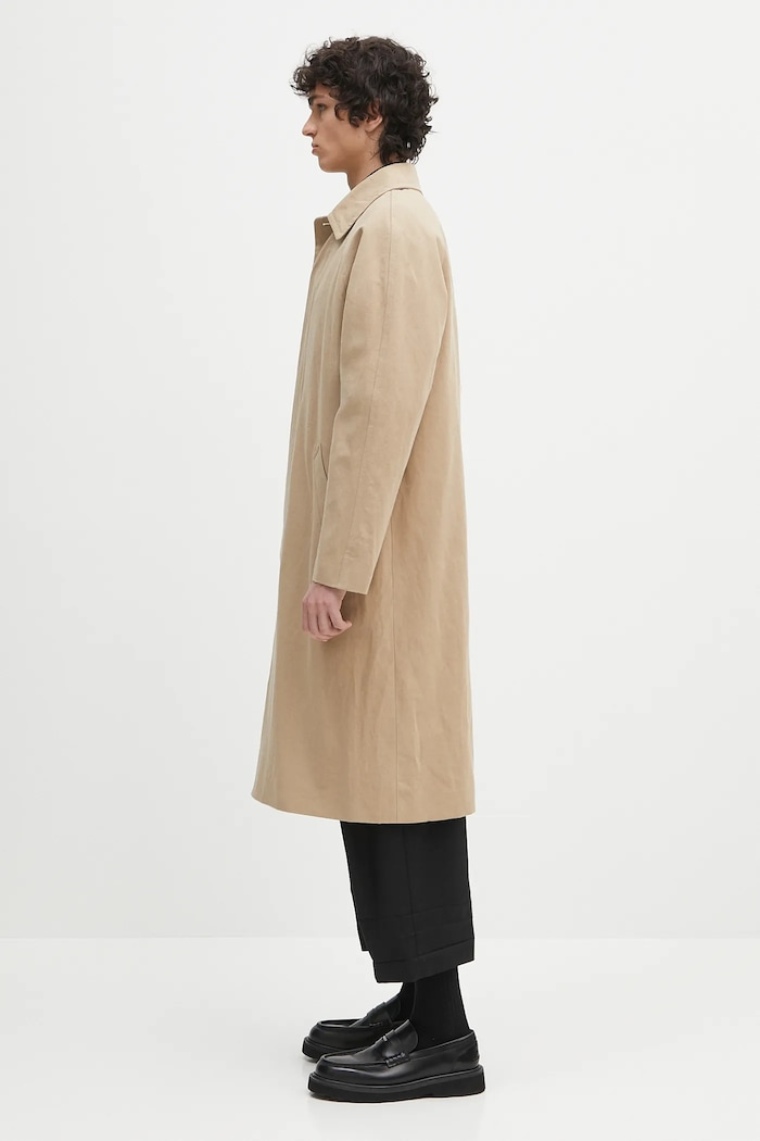 A.P.C. płaszcz z domieszką lnu Mac Edouard COGXT.M01549 beżowy SS25