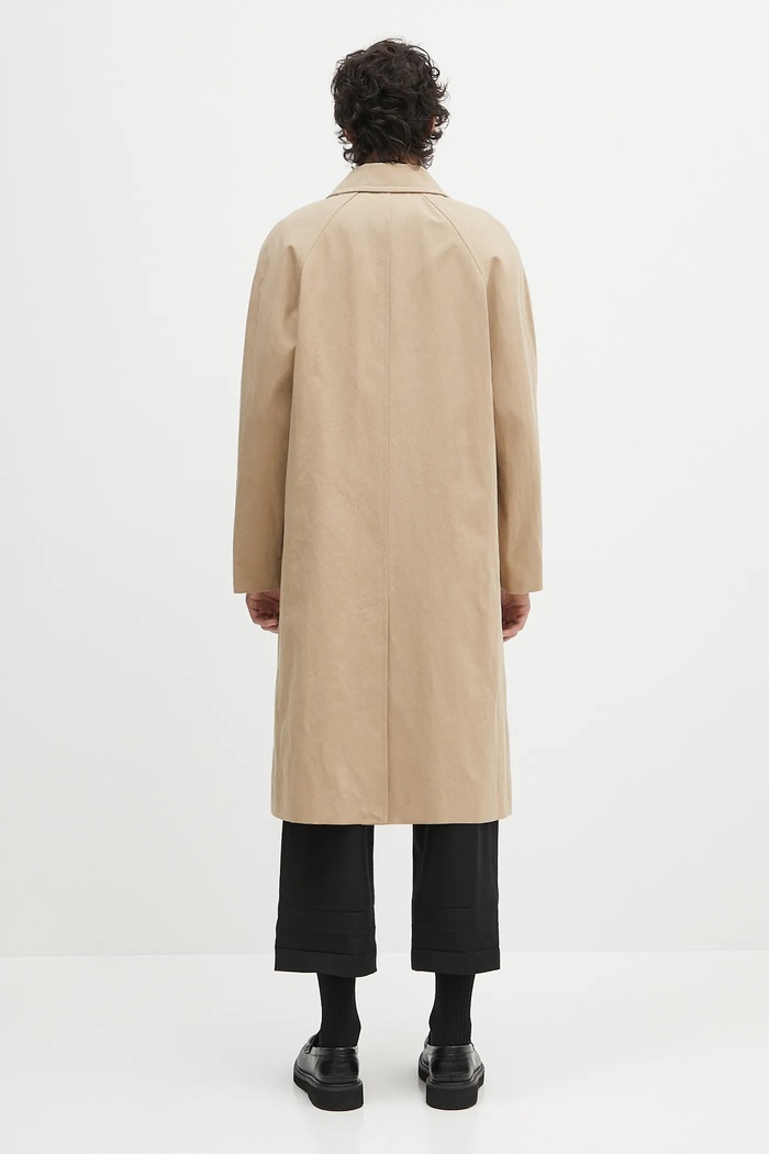 Odzież A.P.C. płaszcz z domieszką lnu Mac Edouard COGXT.M01549 beżowy