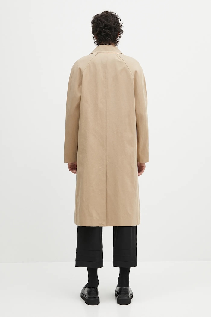 Odzież A.P.C. płaszcz z domieszką lnu Mac Edouard COGXT.M01549 beżowy