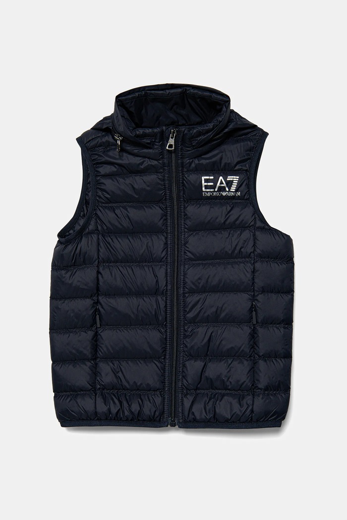 Dětská péřová vesta EA7 Emporio Armani bez podšívky námořnická modř 7B000034.AF12477