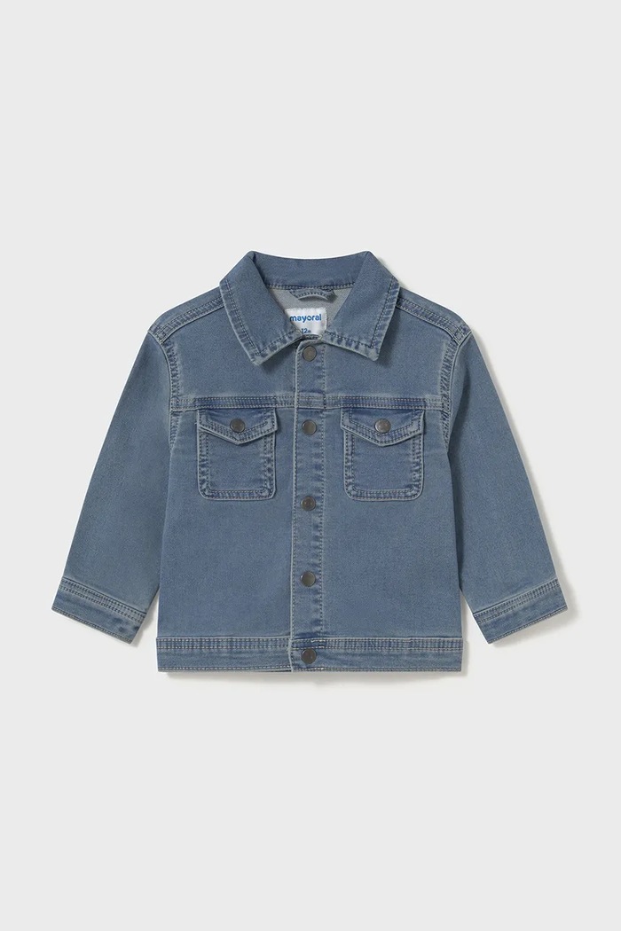 Дитяча джинсова куртка Mayoral soft denim 1471.3E.Baby.PPYA блакитний SS25