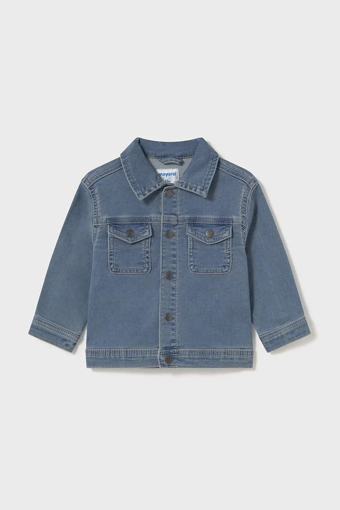 Дитяча джинсова куртка Mayoral soft denim 1471.3E.Baby.PPYA блакитний SS25