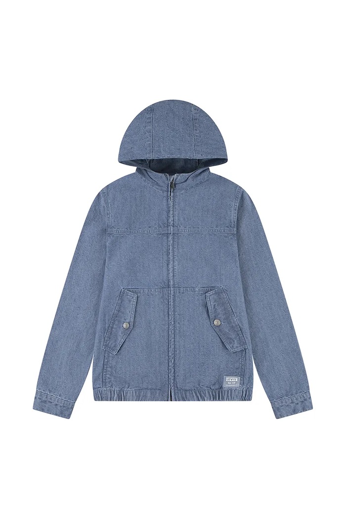Detská rifľová bunda Levi's SUTRO FULL ZIP JACKET s kapucňou modrá 8EM380