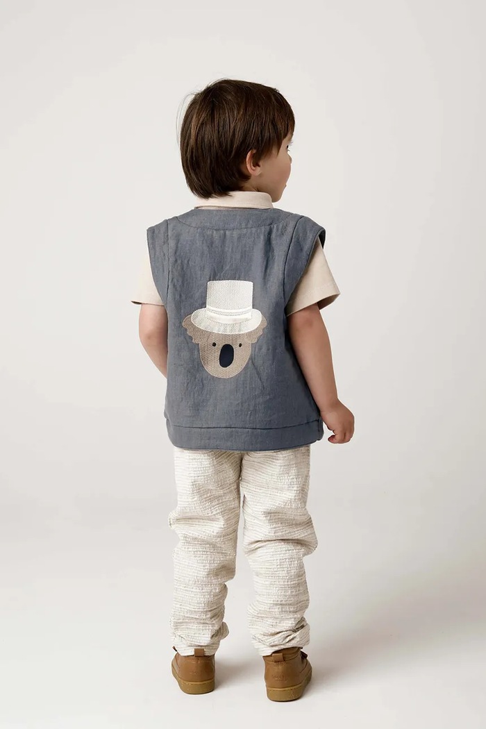 Donsje vestă de in pentru copii Larsel Linen Gilet Groom 4096401.74.92