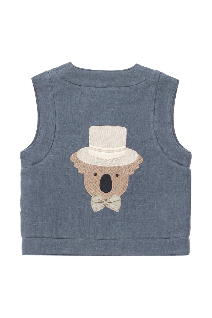 Dječaci Dječji laneni prsluk Donsje Larsel Linen Gilet Groom 4096401.98.128 plava