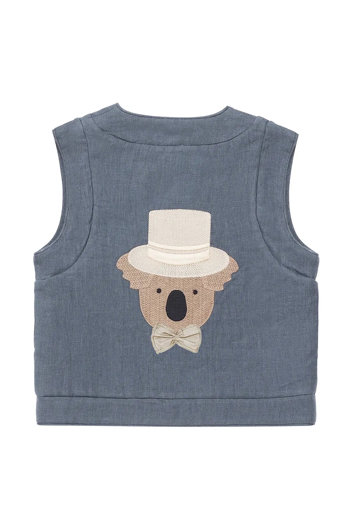 Dječaci Dječji laneni prsluk Donsje Larsel Linen Gilet Groom 4096401.98.128 plava