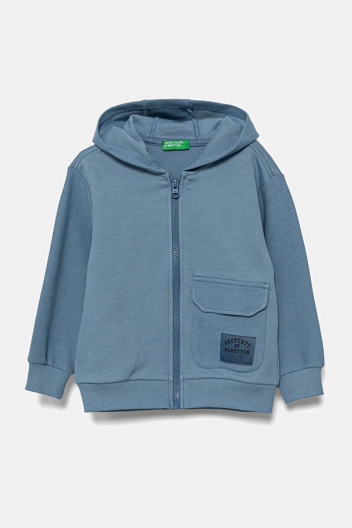 Detská bavlnená mikina United Colors of Benetton bavlna modrá 3T31G503Q.P.Seasonal