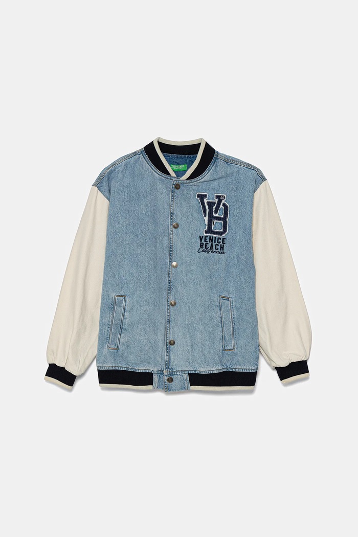 United Colors of Benetton kurtka bomber dziecięca bez kaptura niebieski 2R76CN069.G.Seasonal