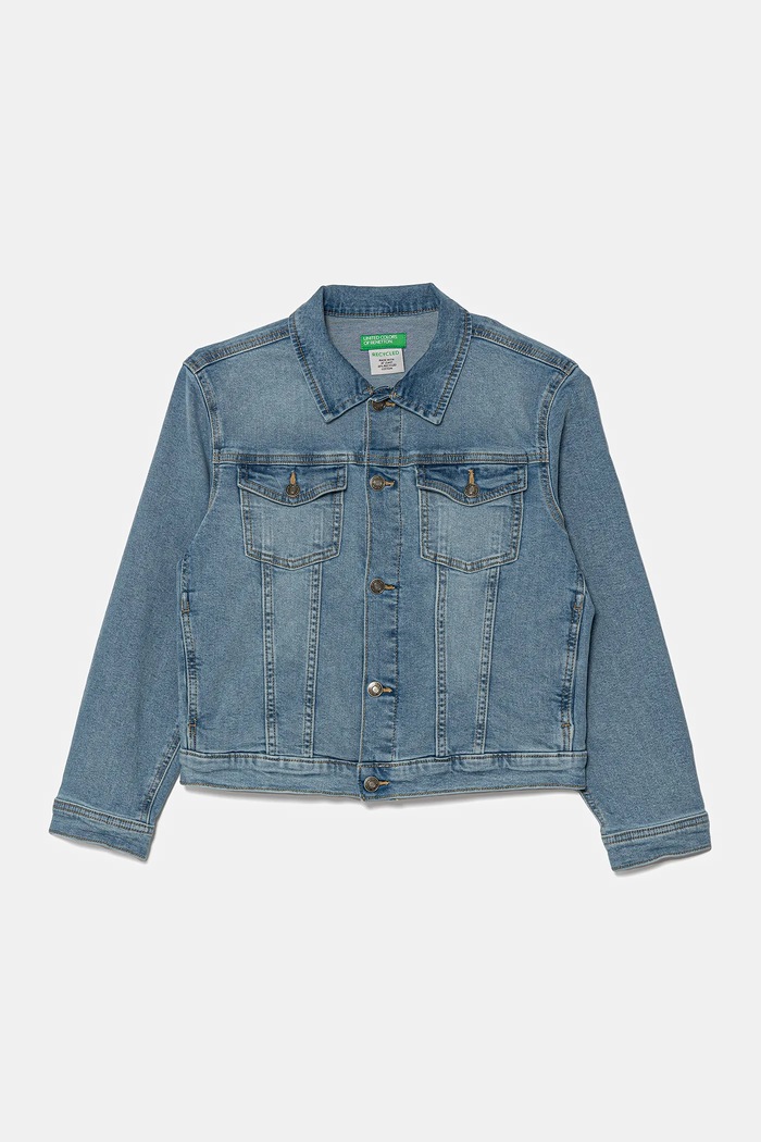 Детско дънково яке United Colors of Benetton без качулка син 25ONCN062.G.Seasonal
