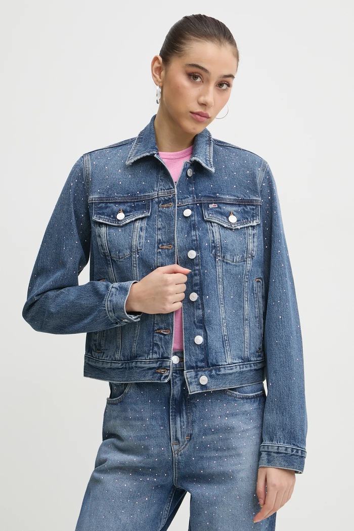Tommy Jeans kurtka jeansowa bez kaptura niebieski DW0DW19781