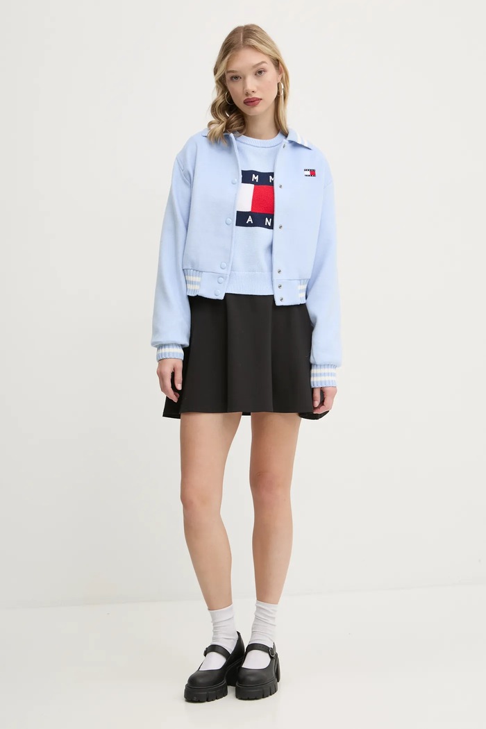 Tommy Jeans gyapjú keverék dzseki DW0DW20165 kék SS25