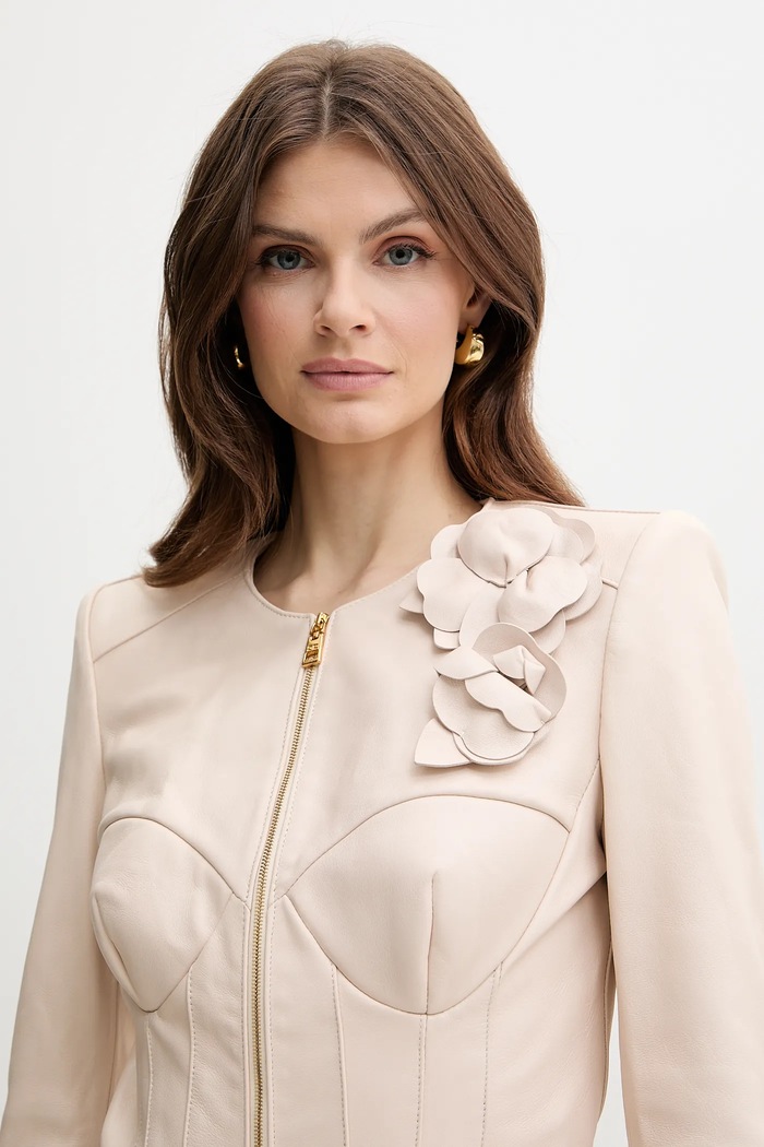 Elisabetta Franchi bőrdzseki bézs GD45Z51E2