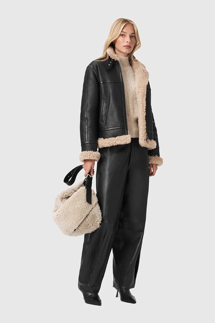 AllSaints geacă de piele LOREL W069LB negru