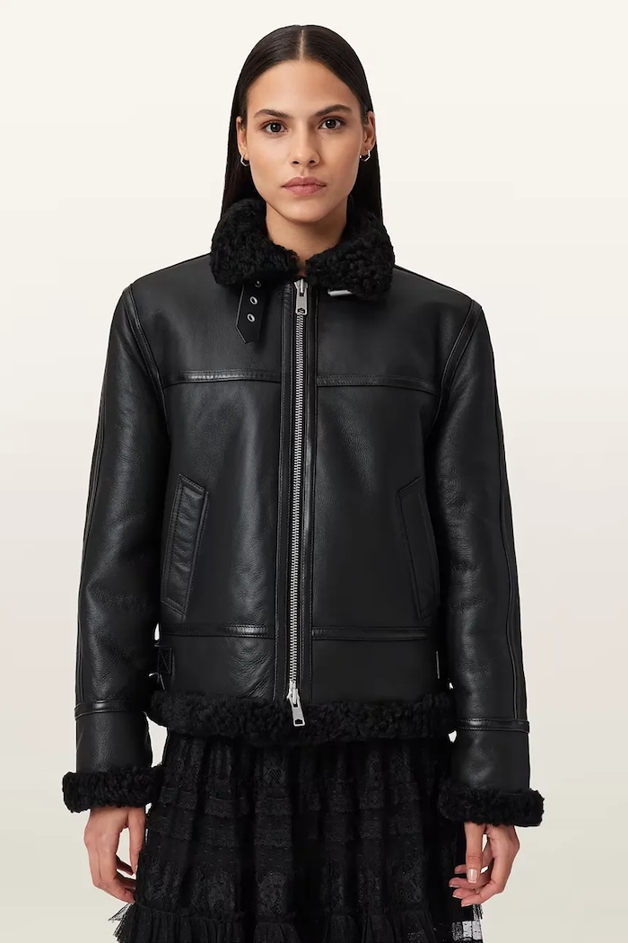 AllSaints kurtka skórzana LOREL czarny W069LB