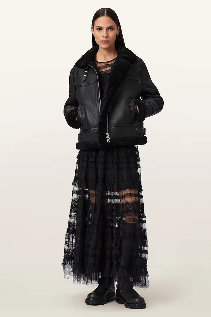 AllSaints kurtka skórzana LOREL W069LB czarny