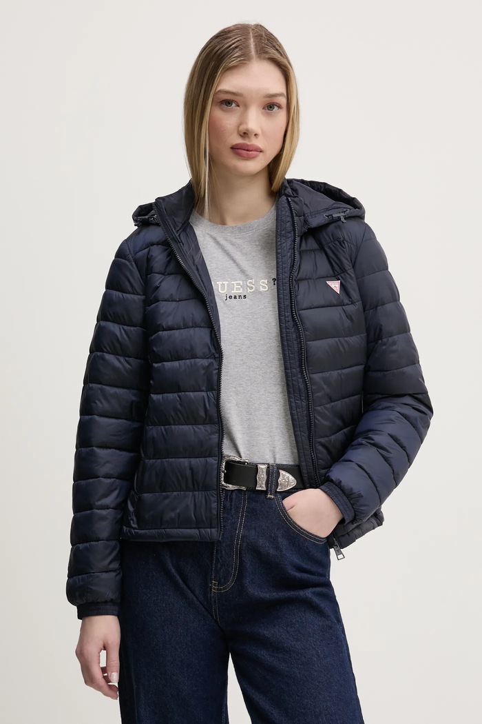 Bunda Guess Jeans přechodné námořnická modř W5RL99.WHAB2
