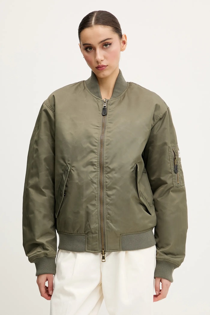 Bomber bunda Guess Jeans přechodné zelená W5RL81.WHAA2