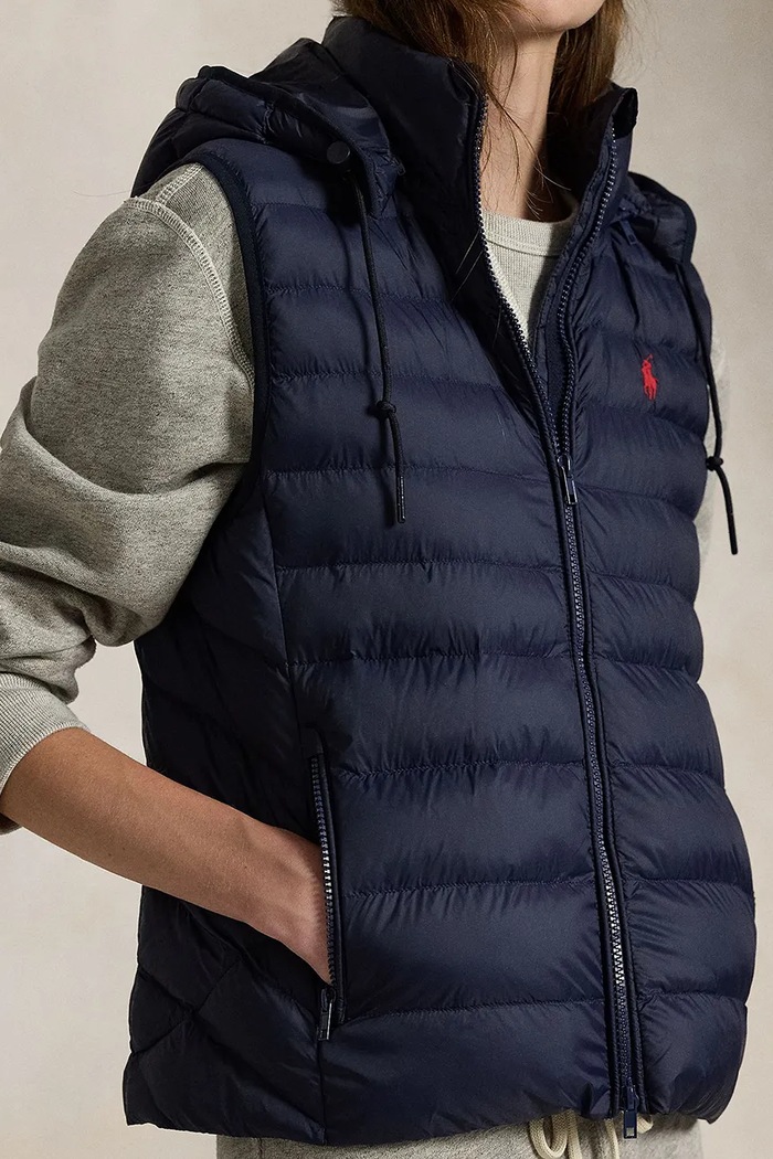 Polo Ralph Lauren bezrękawnik z kapturem damski granatowy 211958935