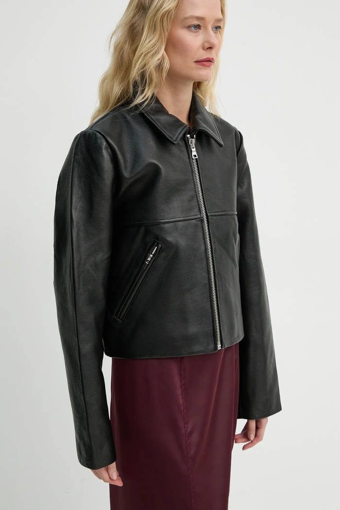 Won Hundred geaca de piele cu captuseala negru 3350.16020