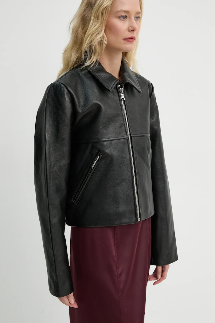 Won Hundred geaca de piele cu captuseala negru 3350.16020