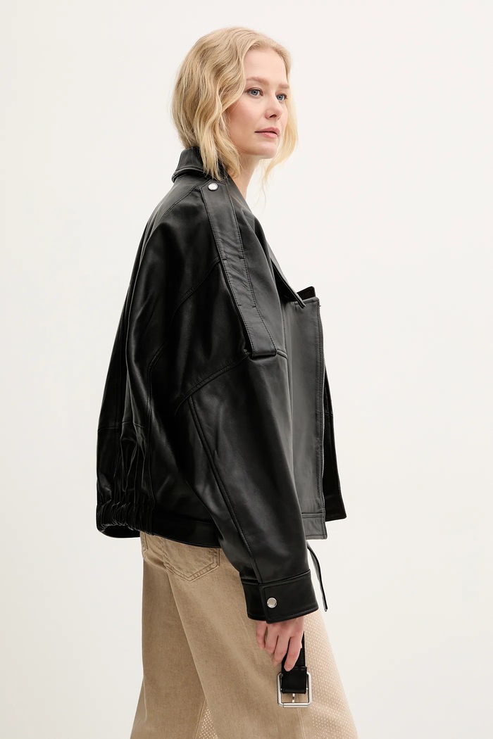 Δερμάτινo jacket Pinko oversize μαύρο 104877.A21L