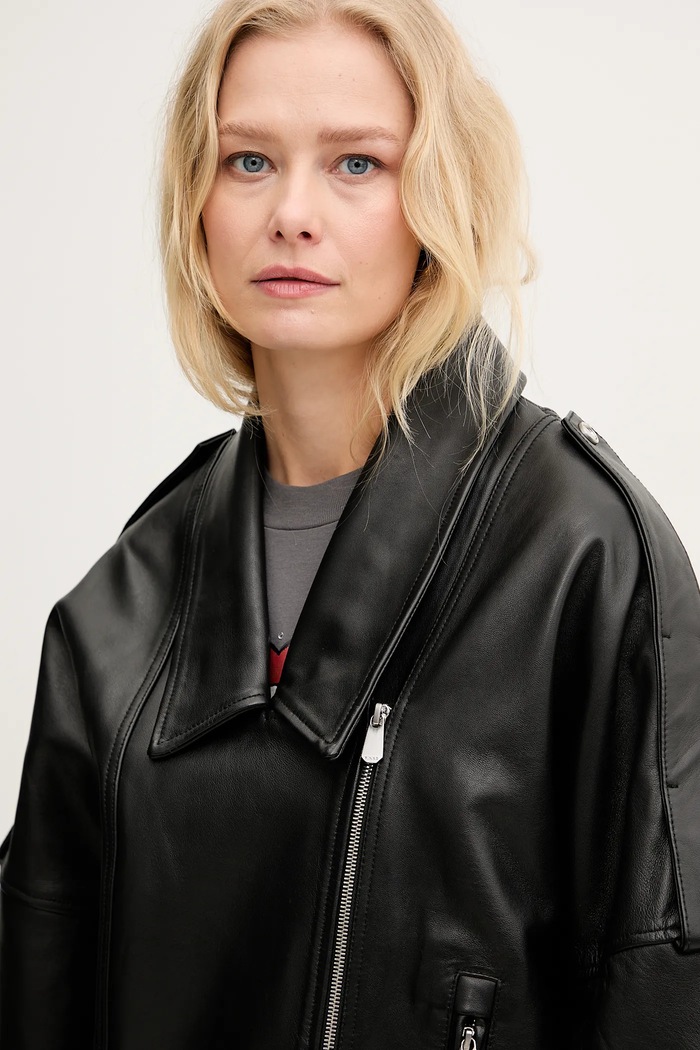 Δερμάτινo jacket Pinko 104877.A21L μαύρο