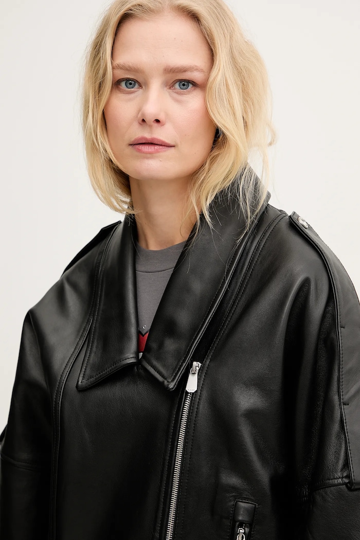 Δερμάτινo jacket Pinko 104877.A21L μαύρο