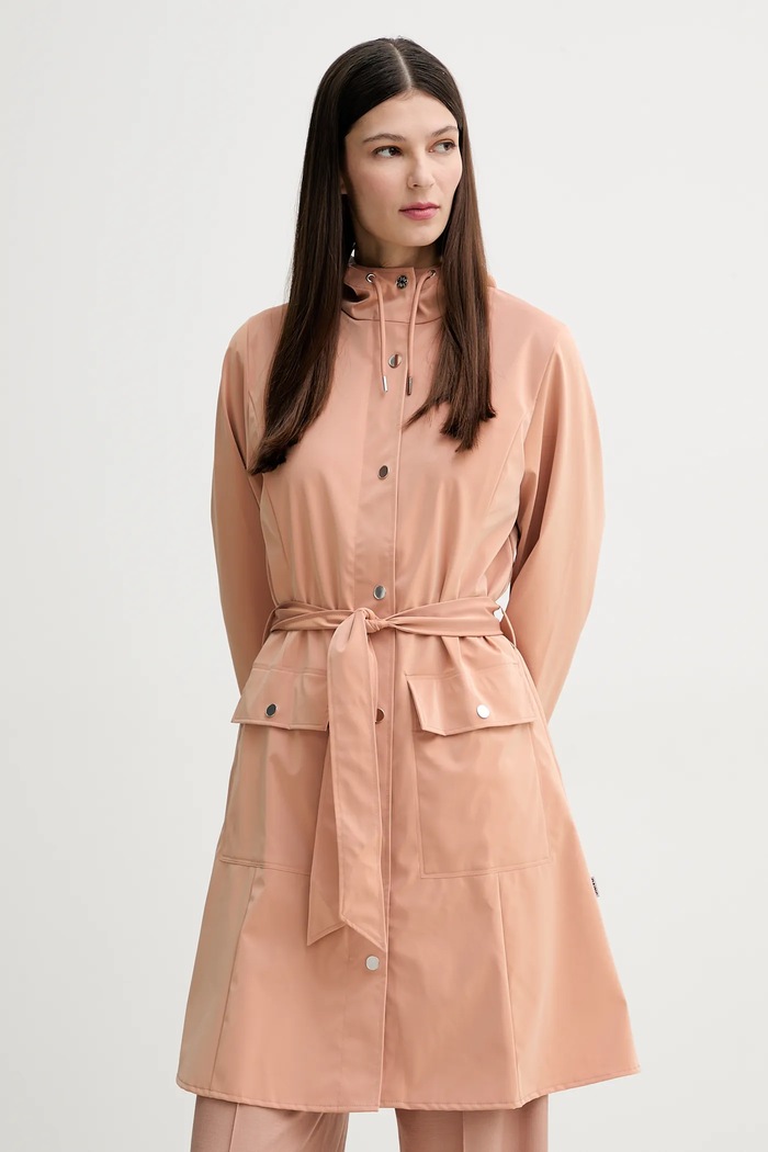 Rains kurtka Curve Long Jacket W3 pozostałe pomarańczowy 18130.104