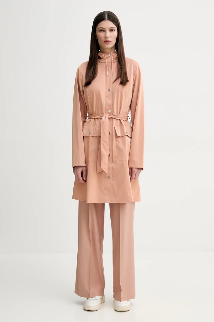 Rains kurtka Curve Long Jacket W3 18130.104 pomarańczowy SS25