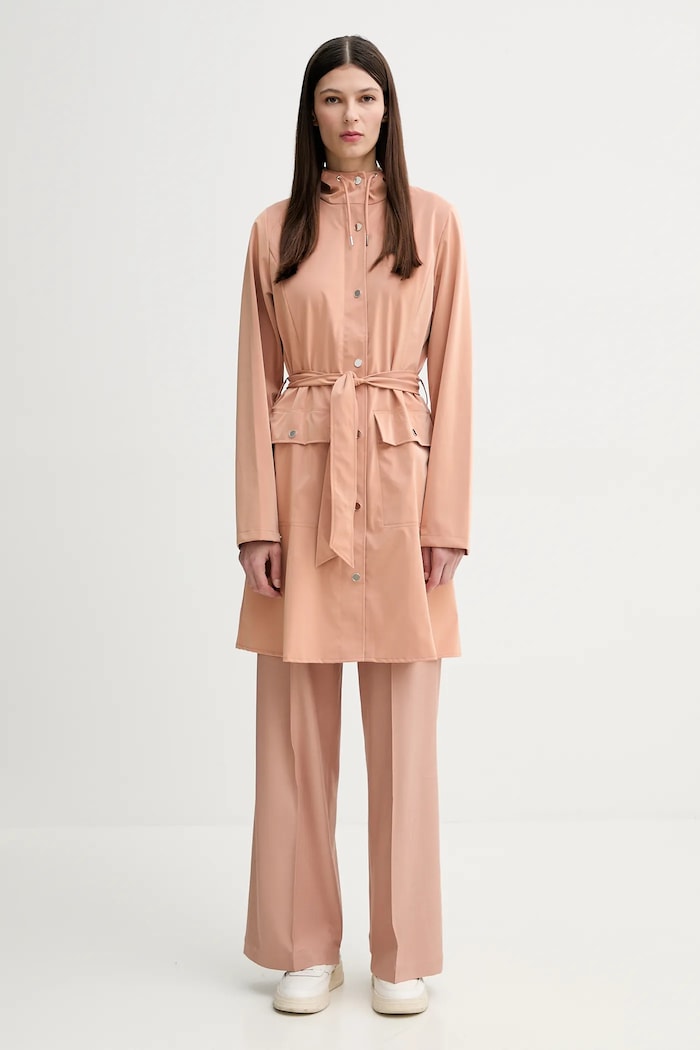 Rains kurtka Curve Long Jacket W3 18130.104 pomarańczowy SS25
