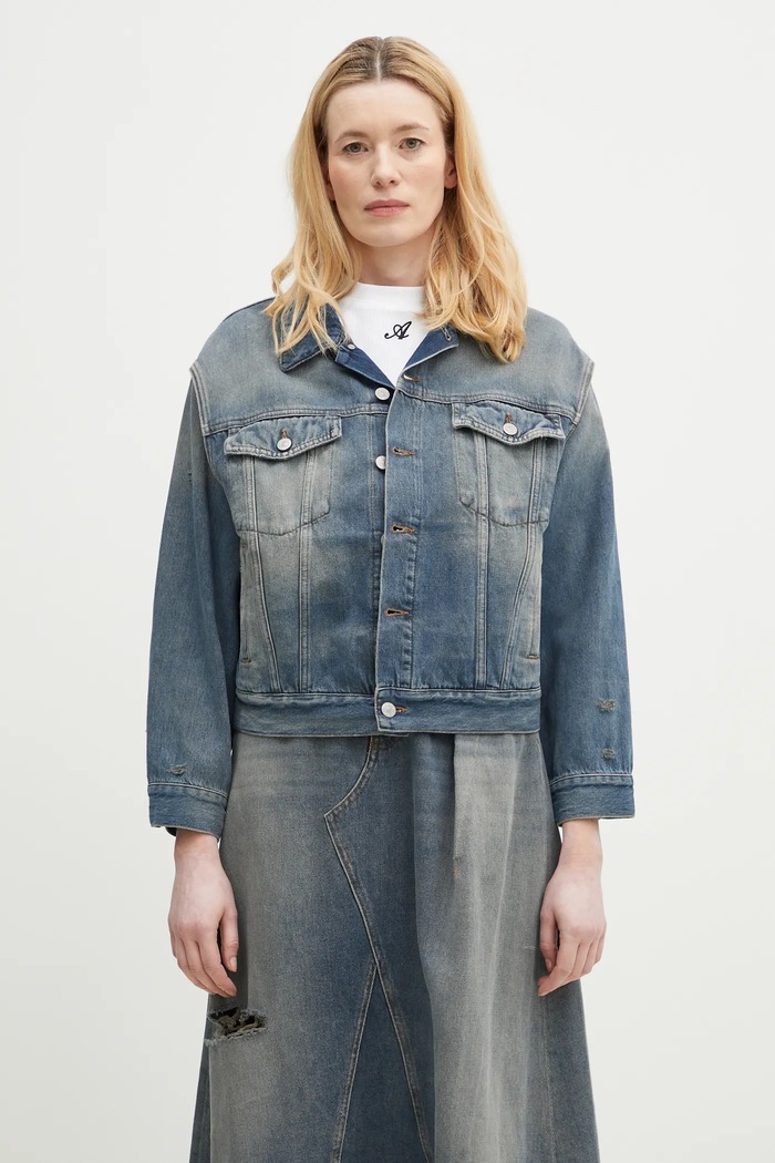 Джинсовая куртка MM6 Maison Margiela без капюшона голубой S52AM0319