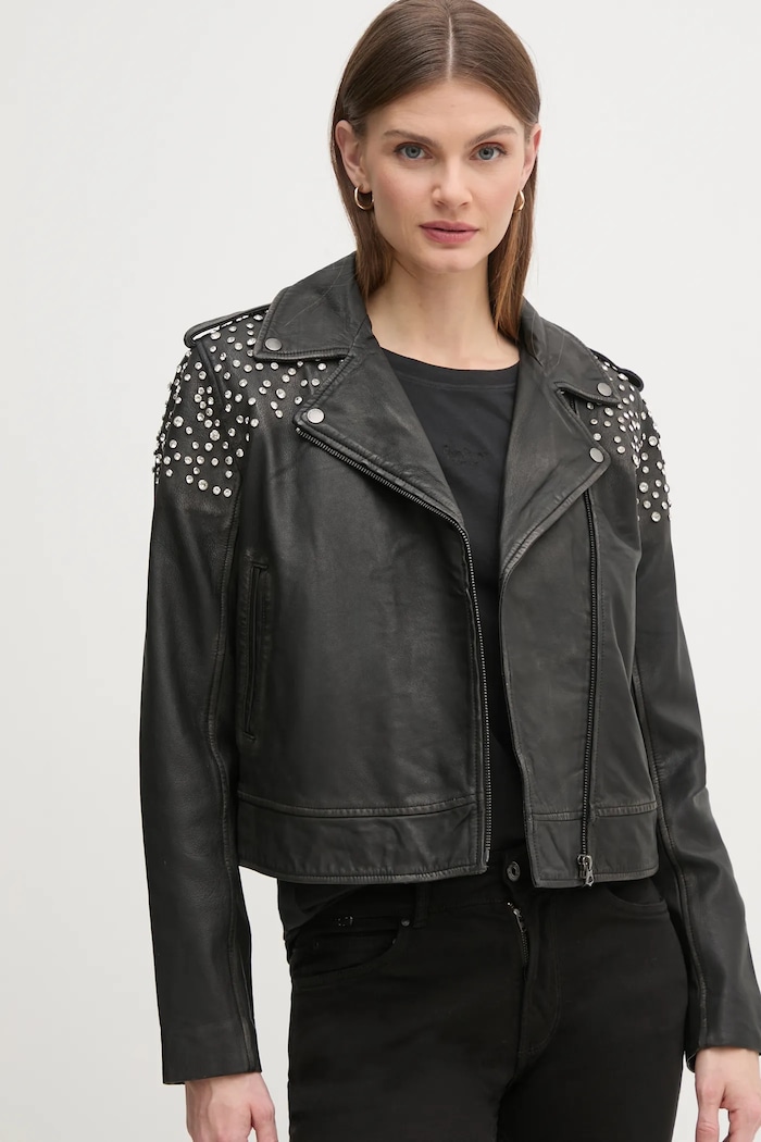Kožna ramones jakna Pepe Jeans FANTASY crna PL402523