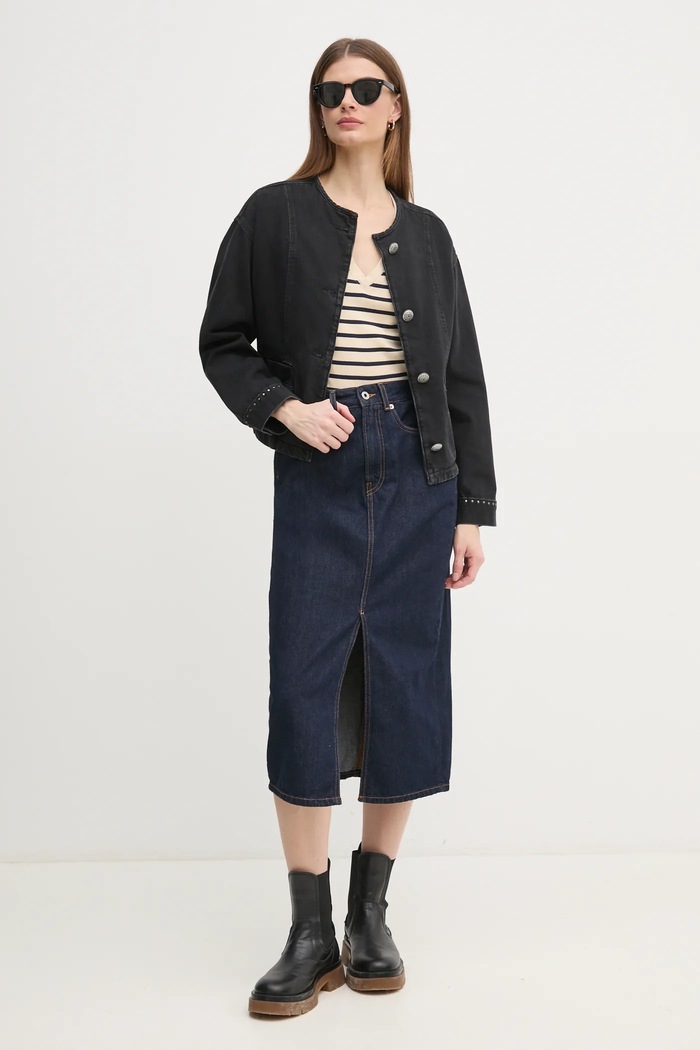 Rifľová bunda Pepe Jeans DAENA STUD PL402524 čierna SS25