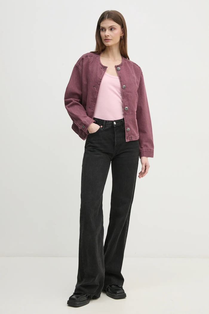 Pepe Jeans kurtka jeansowa DAENA BERRY PL402525 różowy SS25