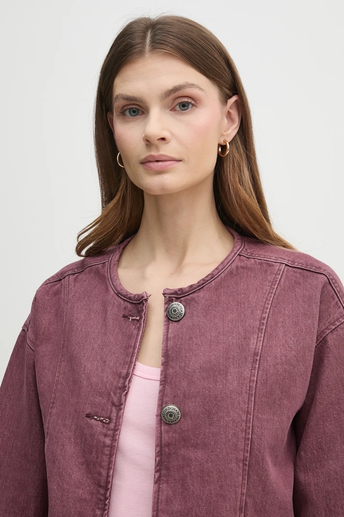 Pepe Jeans kurtka jeansowa DAENA BERRY różowy PL402525