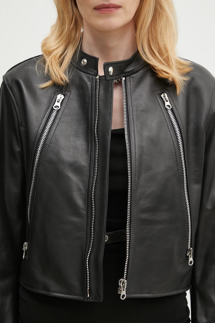 Шкіряна куртка MM6 Maison Margiela чорний S52AM0317