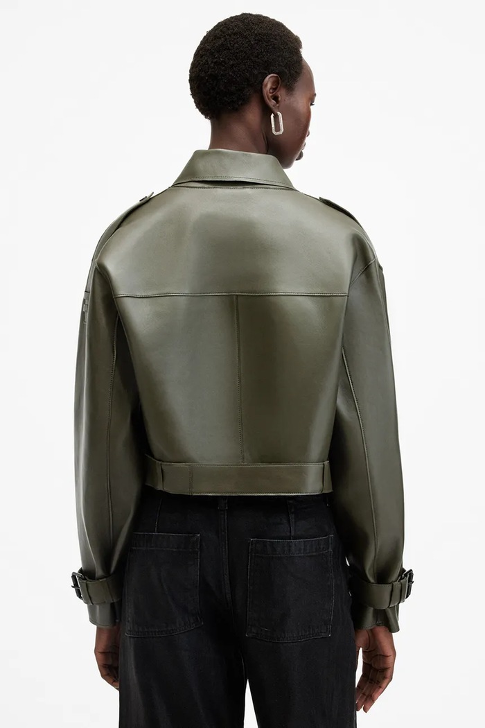 AllSaints bőrdzseki OPHELIA zöld W045LB